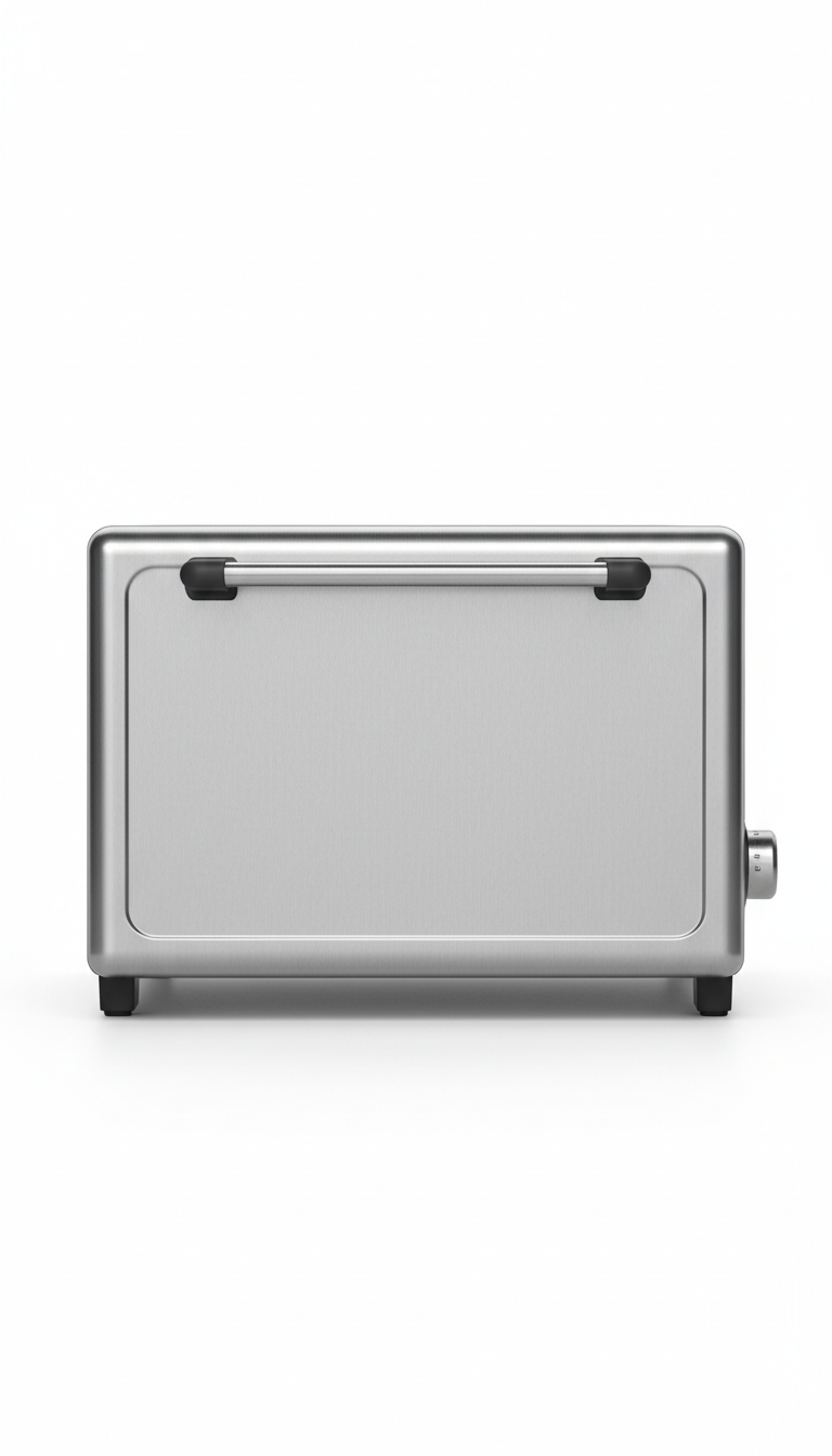 Brushed steel toaster oven with timer dial